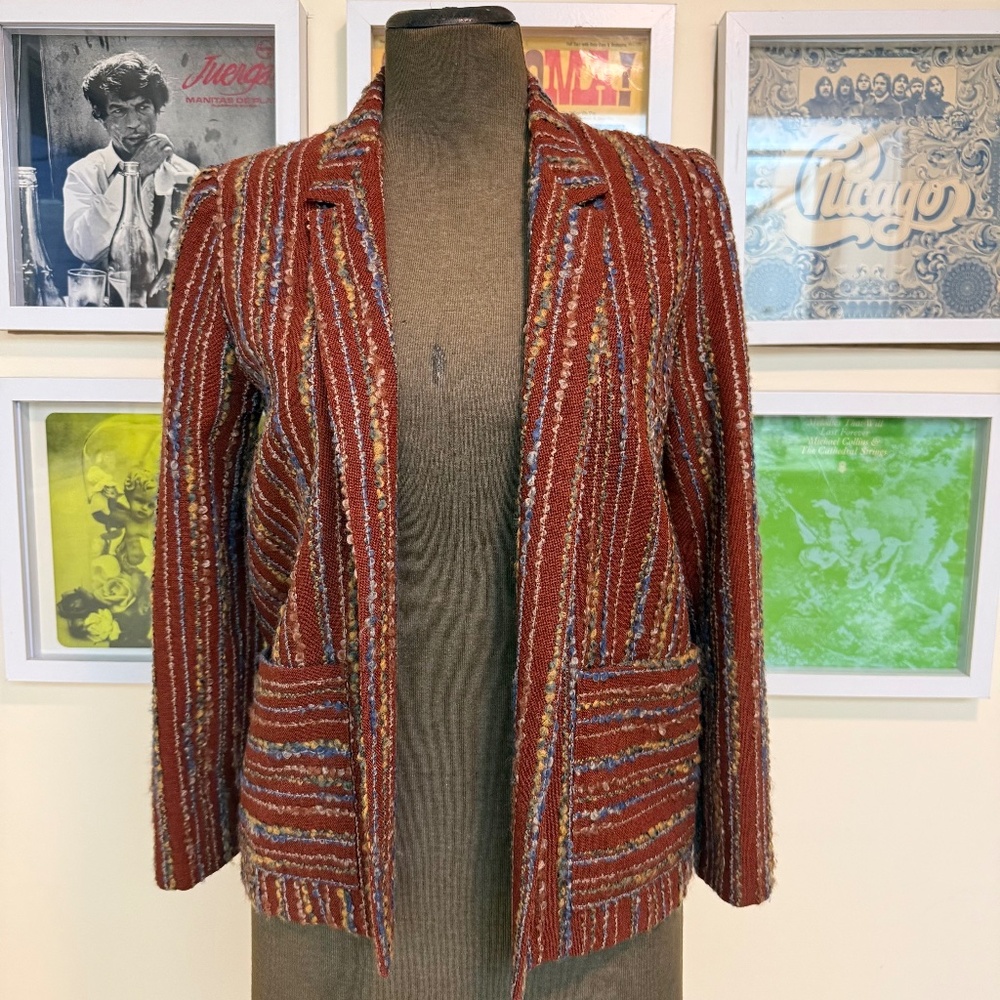 🤎Vintage 70s Textured Stripe Blazer / Jacket 🤎